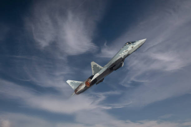 istock Modern tactical jet fighter at the sky 1332067508