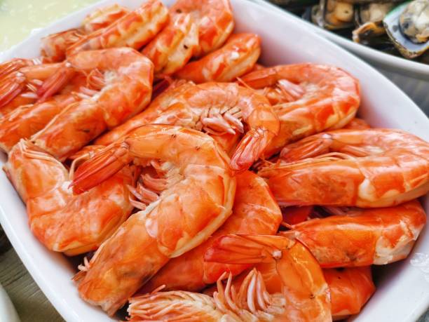istock Baked shrimp and Vegetable on dish 1332068748