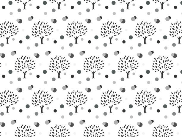 Cutely deformed tree and simple multi-dot pattern background pattern background cutely stock illustrations