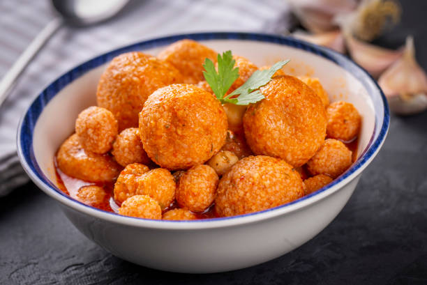 istock Traditional delicious Turkish foods; Bulgur soup (Anali Kizli, icli kofte) 1332072228
