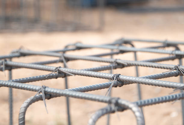 steel bar rebar reinforcement for concrete at construction site.