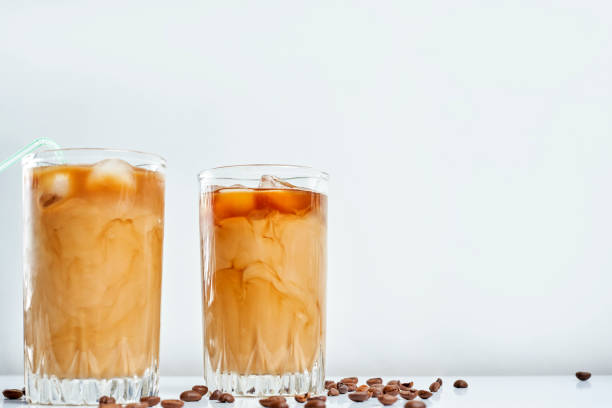 istock Ice coffee in a tall glass 1332073672