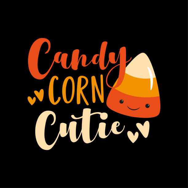 Candy corn cutie - Halloween vecor illustration isolated on black background. Candy corn cutie - Halloween vecor illustration isolated on black background. Good for T shirt print ,poster, card, label and other  gifts design. candy corn stock illustrations