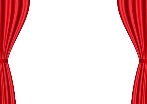 Red theater curtain shaped frame Background Illustration stage curtain stock illustrations