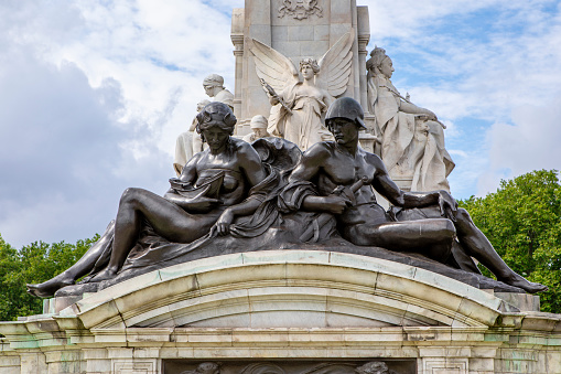 London, United Kingdom - 27 July  2021: Victoria memorial in front of Buckingham Palace, designed and executed by the sculptor (Sir) Thomas Brock and unveiled on 16 May 1911