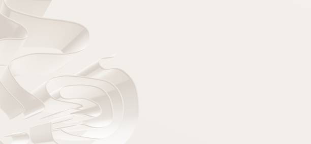 istock 3d white ribbons on white background. 3D abstract illustration with copy space 1332083450