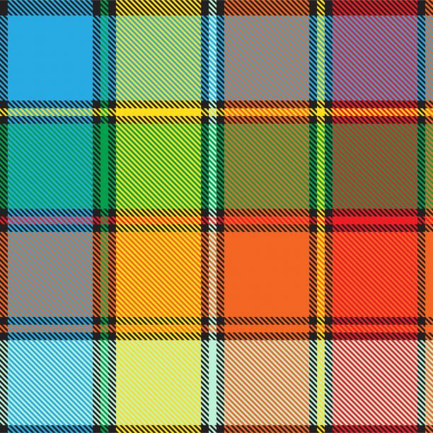 ilustrações de stock, clip art, desenhos animados e ícones de rainbow plaid tartan checkered seamless pattern - gay pride spectrum backgrounds textile