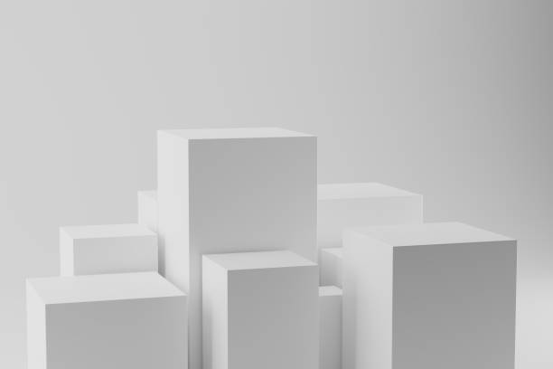 istock 3d render of white geometric cubes. Abstract background 1332087138