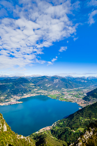 Lake Iseo and Val Camonica as seen from the Corna Trentapassi, a mountain on the eastern shore of the lake