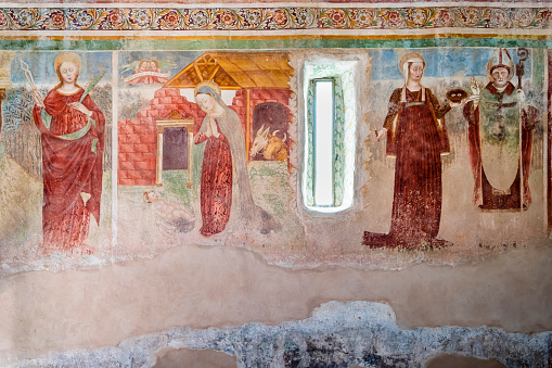 Fifteenth-century frescoes on the internal walls of the Church of San Giorgio of Zone