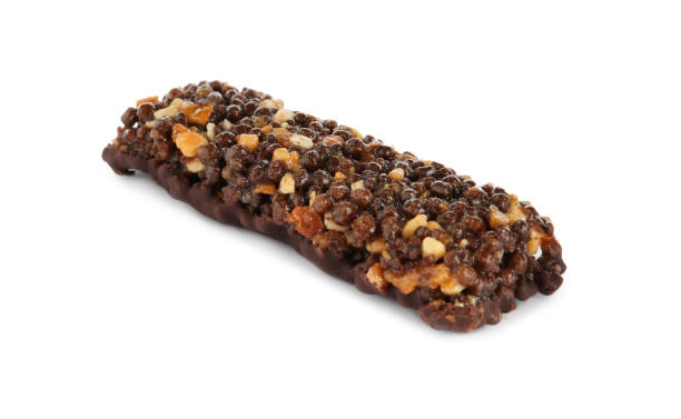 istock Protein bar with chocolate isolated on white. Healthy snack 1332088111