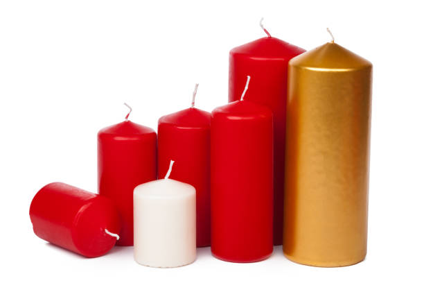 istock Many colorful candles isolated on white background 1332090117