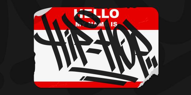 Red And White Abstract Flat Graffiti Style Sticker Hello My Name Is With Some Street Art Hip Hop Lettering Vector Illustration Art Red And White Abstract Flat Graffiti Style Sticker Hello My Name Is With Some Street Art Hip Hop Lettering Vector Illustration hip hop stock illustrations