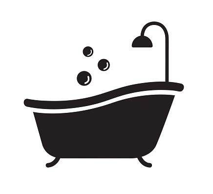 Bathtub with shower icon, bathroom sign design vector