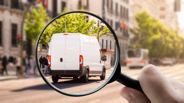 istock Magnifying glass focusing a delivery van 1332091708