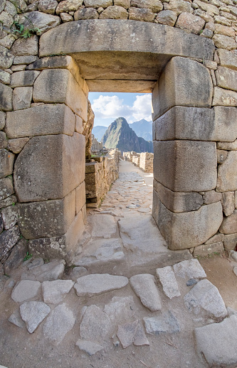 Doorway And Inca Stonework At The Entrance To Machu Picchu In Peru