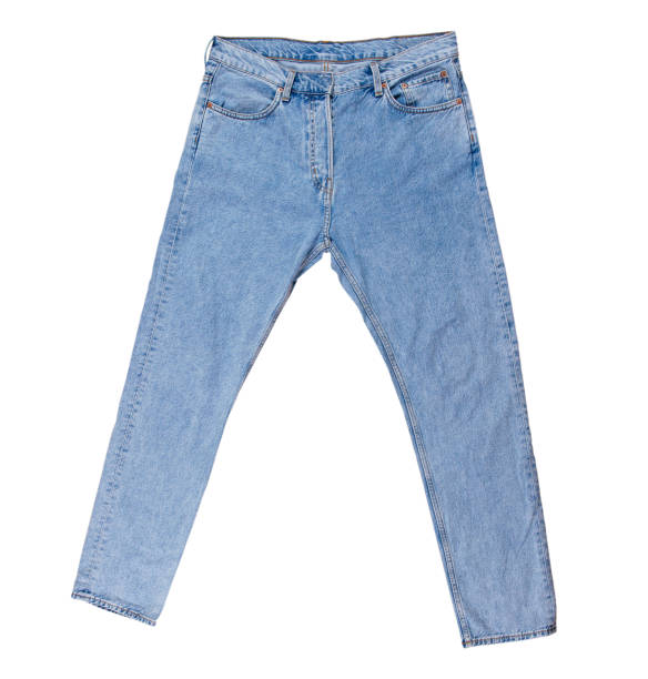 istock Denim pants isolated, blue folded jeans isolated on white background close up 1332094118