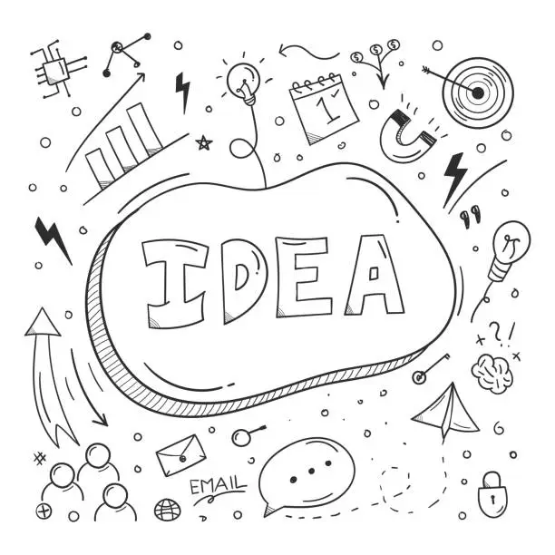 Vector illustration of idea doodle elements. business plan concept
