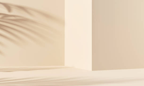 istock Minimal abstract background for product presentation. Leaf shadow on yellow plaster wall. Spring and summer. 1332096814