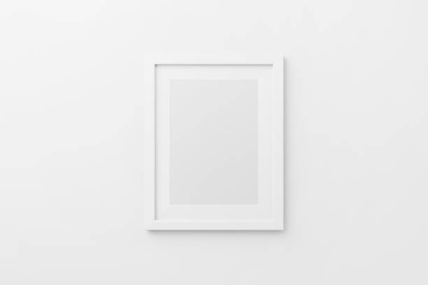 istock Rectangular wall picture photo frame mockup in blue background, Banner or poster template, 3d render. 1332096825