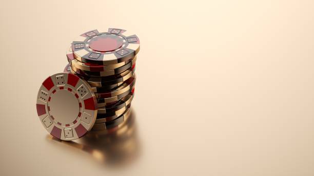 istock Casino Chips. Golden And Red - 3D Illustration 1332097488