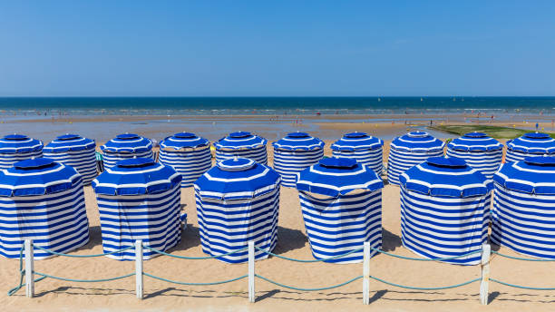 Strandtenten bij Cabourg, Frankrijk