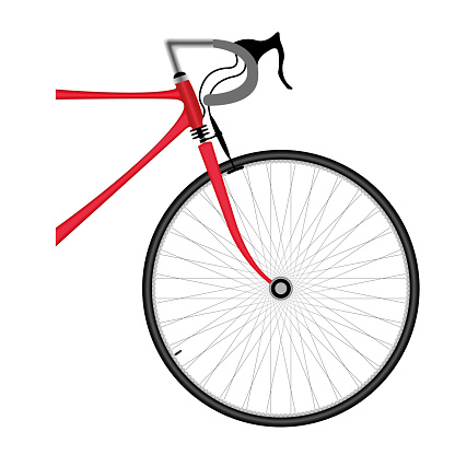 Close up of a red speed bicycle isolated on white background. Sport and Bicycle concept. . Vector illustration
