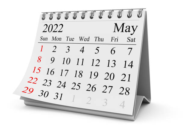 calendario maggio 2022 - may calendar month three dimensional shape foto e immagini stock