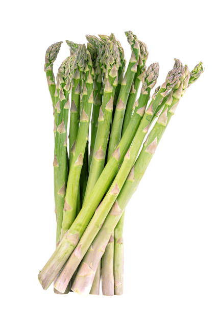 istock Green asparagus isolated on white background 1332101577