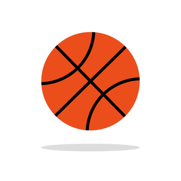 バスケットボールボール。バスケット用の黒い線のオレンジ色のボール。バスケットボールのプレーと競争のアイコン。スポーツとゲームのロゴ。白い背景に隔離されたスポーツ用のスポー� - basketball black background nobody isolated点のイラスト素材／クリップアート素材／マンガ素材／アイコン素材
