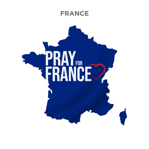 Vector illustration of Pray for France vector illustration. France map vector illustration