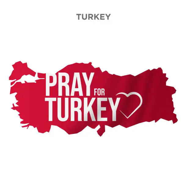 Vector illustration of Pray for Turkey vector illustration. Turkey map vector illustration