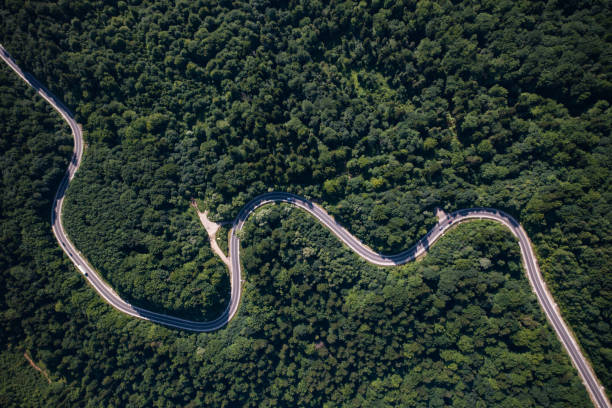 istock Aerial view on mountain road 1332104512