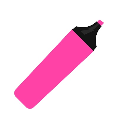 Marker. Marker pink colored. Marker in flat style.