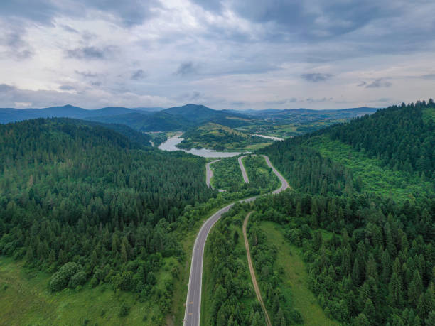 istock Aerial view on mountain road 1332104917