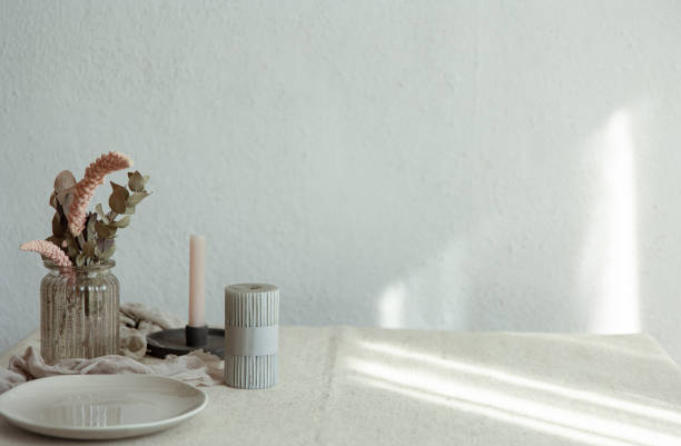istock Minimalistic composition with Scandinavian home decor details copy space. 1332105103