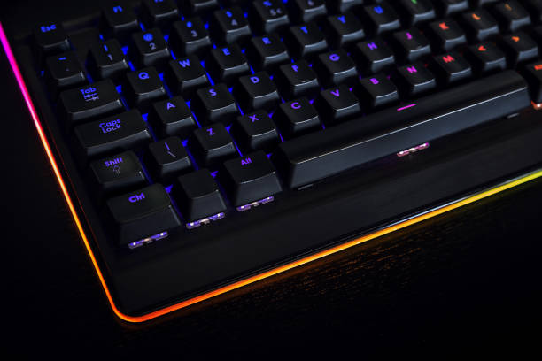 istock RGB backlit gaming keyboard - Blue and purple 1332110231