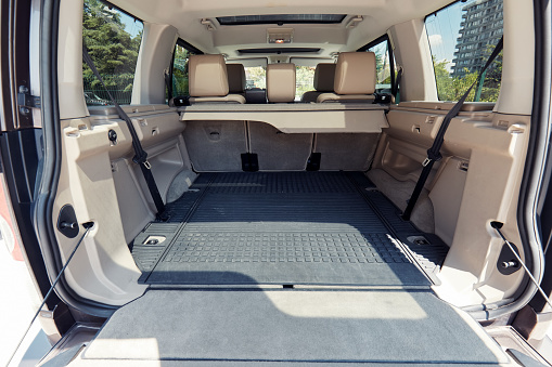 Empty trunk of a modern suv car or jeep with large interior volume