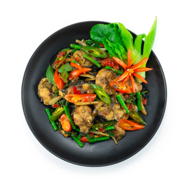 istock Stir Fried Spicy Catfish with Herb Thai Food (Pad Cha) 1332113770