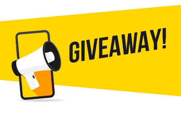 Megaphone and word giveaway in speech bubble on yellow background. Flat vector illustration. Modern banner and poster social media marketing advertising concept template Megaphone and word giveaway in speech bubble on yellow background. Flat vector illustration. Modern banner and poster social media marketing advertising concept template. megaphone backgrounds stock illustrations