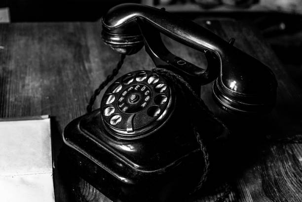 istock Old black rotary dial telephone 1332122282