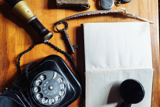 Old black rotary dial telephone