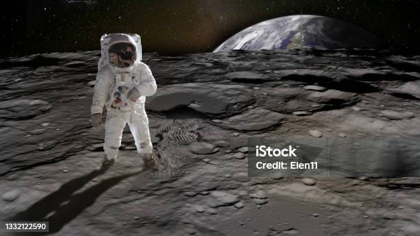 Astronaut On The Moon Elements Of This Image Furnished By Nasa Stock Photo - Download Image Now