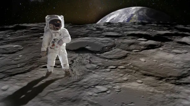 Photo of Astronaut on the moon. Elements of this image furnished by NASA