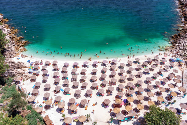 marble beach, Thasos island, Greece.