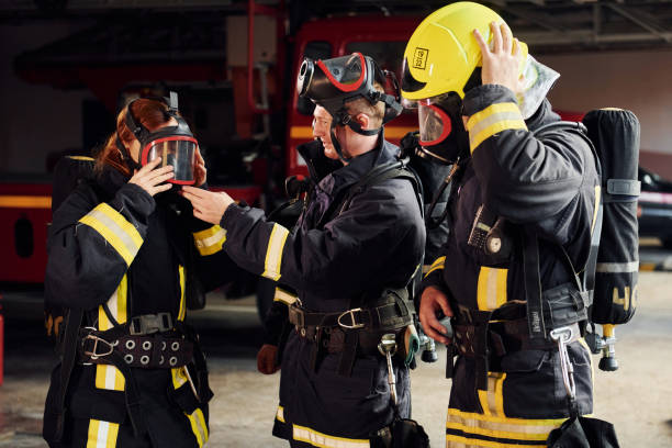 istock Wearing protective uniform. Group of firefighters that is on station 1332127101
