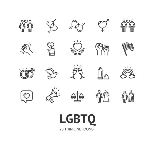 ilustrações de stock, clip art, desenhos animados e ícones de lgbtq sign thin line icon set. vector - sex