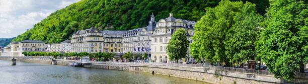 Warm early morning light illuminating the historic spa town of Karlovy Vary in The Czech Republic.
