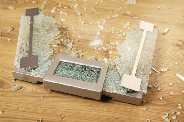 istock Overweight concept. Cracked glass weighing scale 1332130412