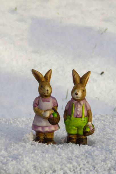 istock Easter Bunnies standing on snowy Ground 1332130433